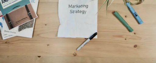 white printing paper with Marketing Strategy text